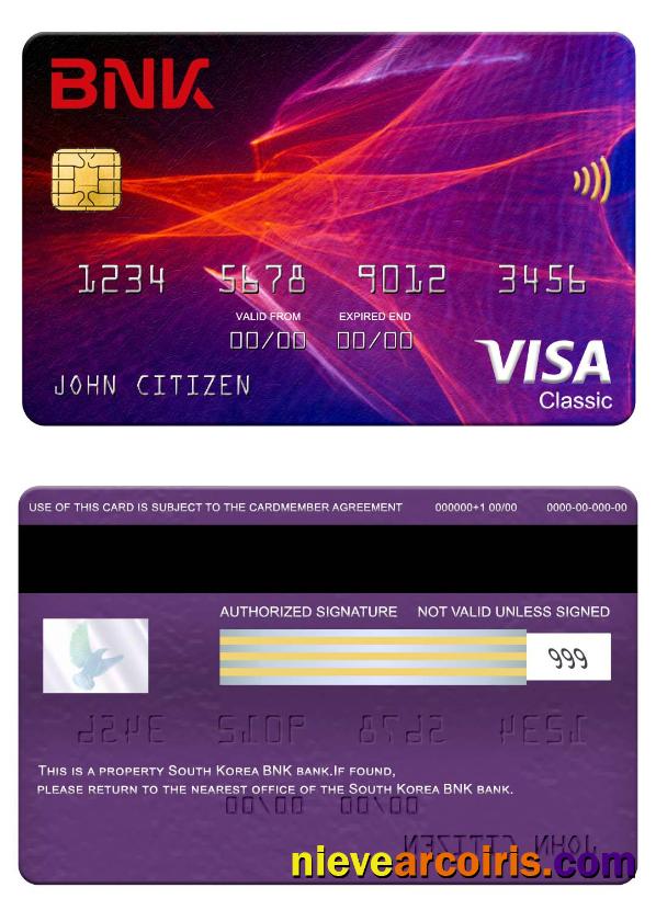 South Korea BNK bank visa classic card